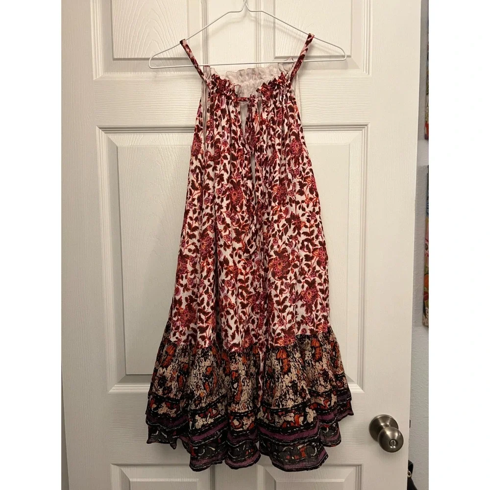 Free People Swing Mini Dress Women's Small Floral Fairy‎ Cottage Boho Festive